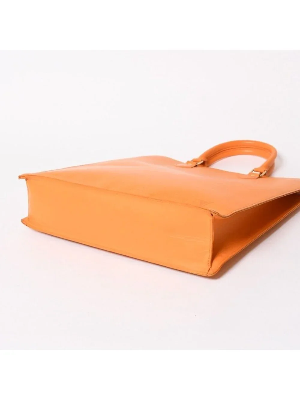 Louis Vuitton Sac Plat GM Tote Bag Business Square Shape Epi Leather Orange Gold